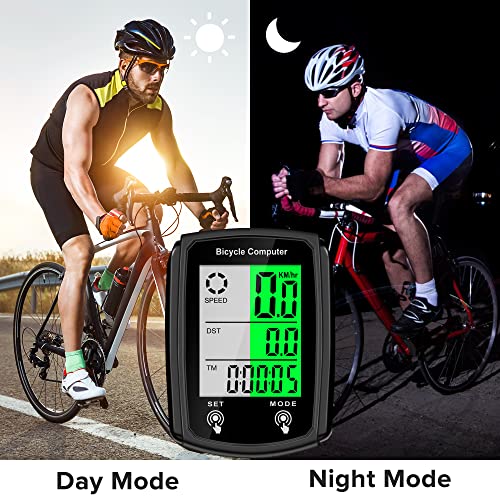 DonDofla Bike Computer and Bicycle Odometer Wired MPH KM/H Bike Speedometer with Automatic Wake-Up Cycling Speed Tracker LCD Display & Single Mileage & Multi-Functions & Calories Statistics