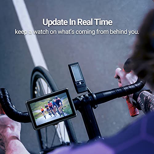 FEISIKE Handlebar Bike Mirror, Bicycle Rear View camera with 4.3'' HD Night Vision Function, 145° Wide Angle View, Adjustable Rotatable Bracket, Compatible with Bicycle, Mountain, Road Bike