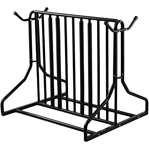 6 Bike Floor Parking Rack with Storage Hooks