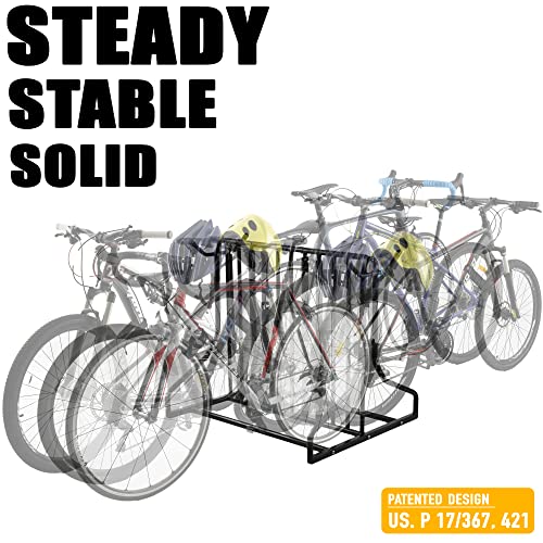 6 Bike Floor Parking Rack with Storage Hooks