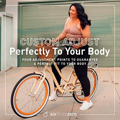 sixthreezero EVRYjourney Women's 7-Speed Step-Through Hybrid Cruiser Bicycle, 26" Wheels and 17.5" Frame, Navy with Brown Seat and Grips (630035)