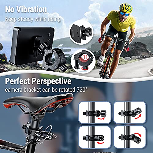 FEISIKE Handlebar Bike Mirror, Bicycle Rear View camera with 4.3'' HD Night Vision Function, 145° Wide Angle View, Adjustable Rotatable Bracket, Compatible with Bicycle, Mountain, Road Bike