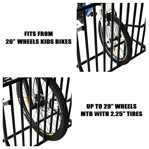 6 Bike Floor Parking Rack with Storage Hooks