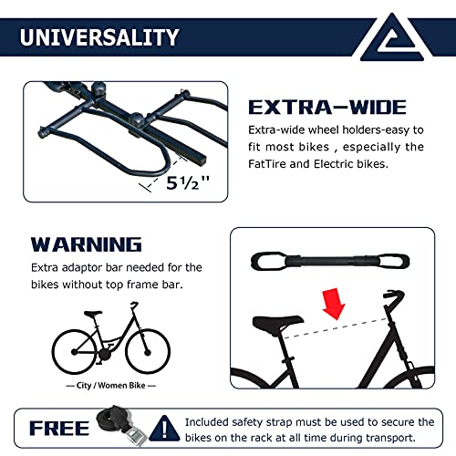 2-Bike Hitch Mount Platform Rack with Tray