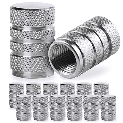 Tire Valve Stem Caps 12 Pack - Wheel Valve Stem Covers, Aluminum Alloy Car Tire Caps with Dust Airtight Seal - Universal Tire Air Cap for Bicycle, Cars, SUVs, Bike, Trucks, and Motorcycles - Silver