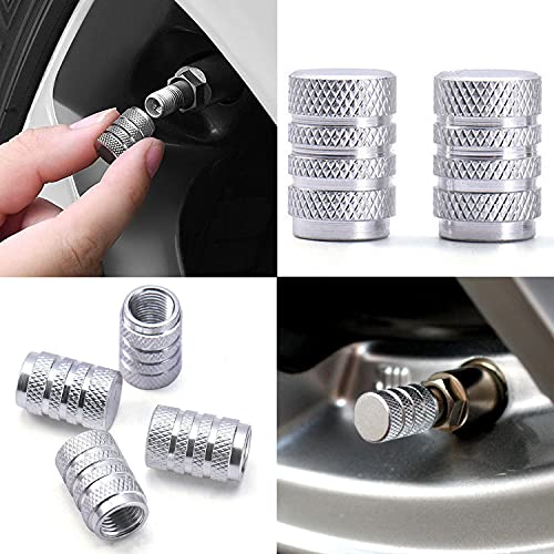 Tire Valve Stem Caps 12 Pack - Wheel Valve Stem Covers, Aluminum Alloy Car Tire Caps with Dust Airtight Seal - Universal Tire Air Cap for Bicycle, Cars, SUVs, Bike, Trucks, and Motorcycles - Silver