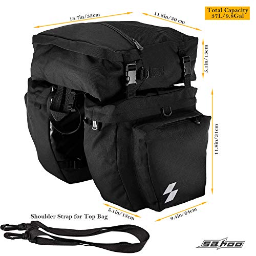 Sahoo 3-in-1 Bike Rear Panniers: 37L Capacity
