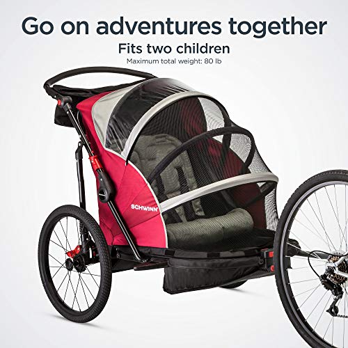 Schwinn Joyrider Bike Trailer, Single/Double, Canopy, 20" Wheels