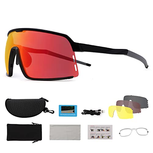 OULAIQI Sports Cycling Sunglasses with Interchangeable Lens