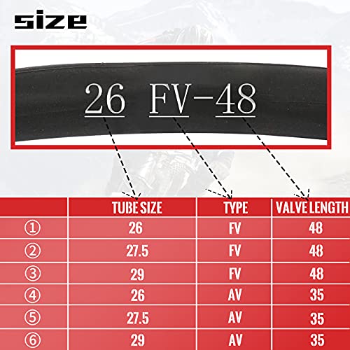 BWSHLF 26" Mountain Bike Inner Tubes (2 Pack), Presta Valve 48mm Fit 1.95-2.125 Durable Butyl Rubber Bicycle Inner Tire Tube, MTB 57-559