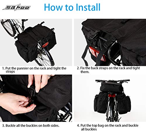 Sahoo 3-in-1 Bike Rear Panniers: 37L Capacity