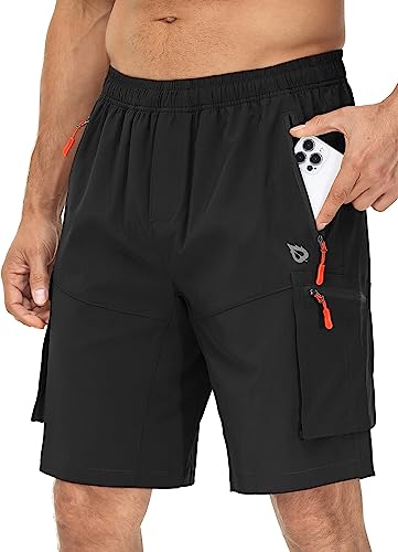 BALEAF Mountain Bike Shorts for Men 3D Padded Loose-fit MTB Cycling Bicycle Lightweight Zipper Pockets Black M