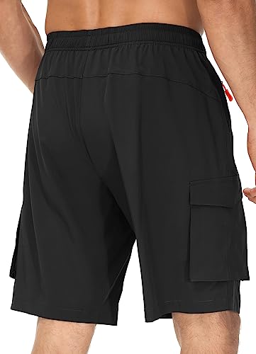 BALEAF Mountain Bike Shorts for Men 3D Padded Loose-fit MTB Cycling Bicycle Lightweight Zipper Pockets Black M