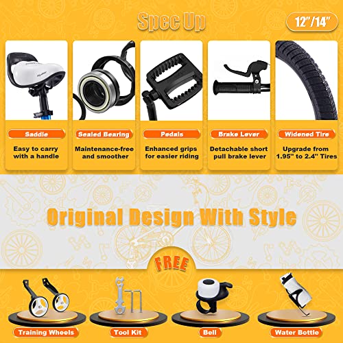 RoyalBaby Freestyle Toddlers Kids Bike 12 Inch Childrens Learning Bicycle with Training Wheels Boys Girls Beginners Ages 3-4 Years, Blue