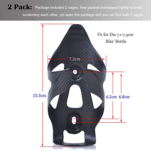 Carbon Fiber Bike Water Bottle Cage - 2 Pack