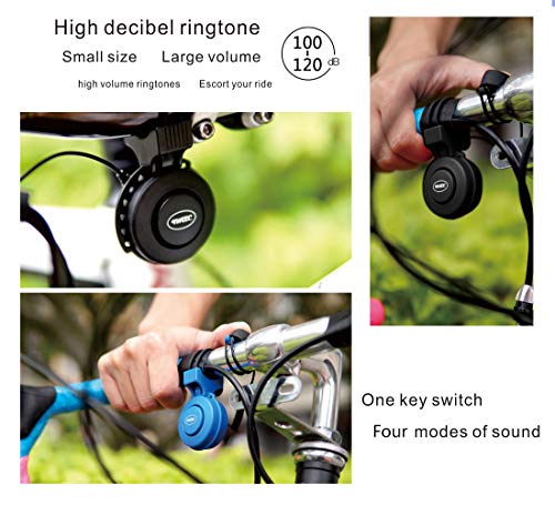 Electric Bike Horn Electronic Bicycle Bell 100-120 DB Waterproof 4 Sound Modes with Rechargeable Battery (Black)