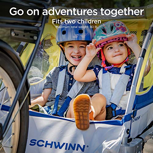 Schwinn Child Bike Trailer, Double Carrier, Canopy, Wheels