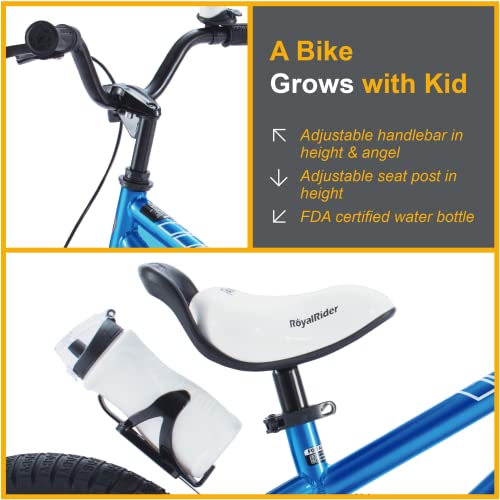 RoyalBaby Freestyle Toddlers Kids Bike 12 Inch Childrens Learning Bicycle with Training Wheels Boys Girls Beginners Ages 3-4 Years, Blue