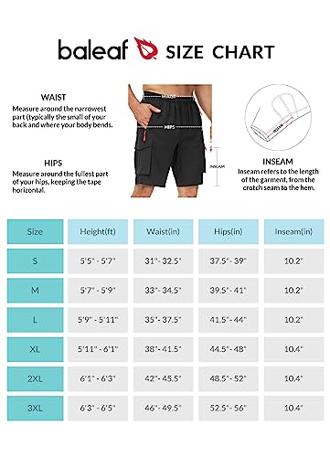 BALEAF Mountain Bike Shorts for Men 3D Padded Loose-fit MTB Cycling Bicycle Lightweight Zipper Pockets Black M