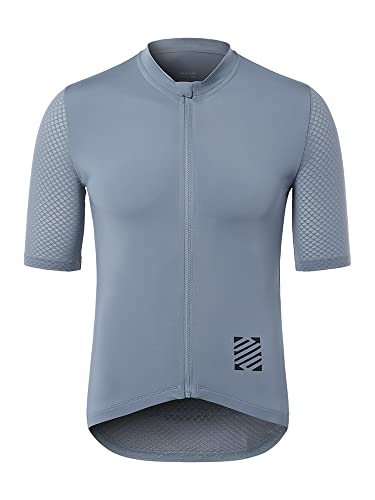 ARSUXEO Men's Ultra-Light Cycling Jersey Grey (Large)