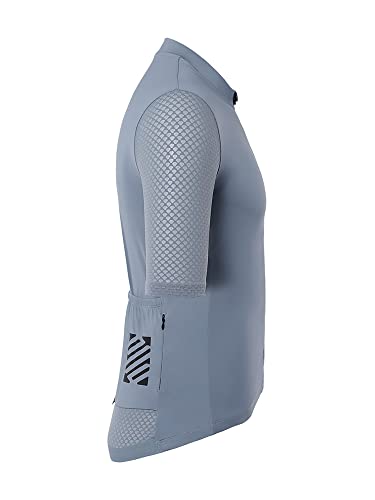 ARSUXEO Men's Ultra-Light Cycling Jersey Grey (Large)