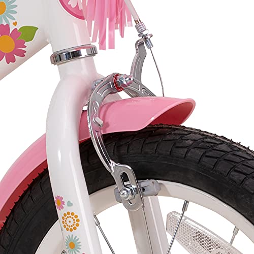 JOYSTAR Little Daisy 12 Inch Kids Bike for 2 3 4 Years Girls Toddler Bike with Training Wheels Princess Kids Bicycle with Basket Bike Streamers Toddler Cycle Bikes White