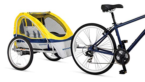 Schwinn Child Bike Trailer, Double Carrier, Canopy, Wheels
