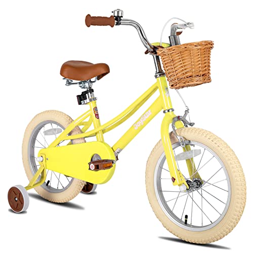 JOYSTAR 14 inch Kids Bike for Toddlers 3-5 Years (39"-47") Girls, Girls Bike with Training Wheels & Basket, Kids' Bicycle Yellow