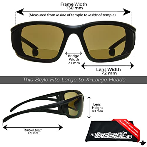 Padded bifocal sunglasses for motorcycle riding
