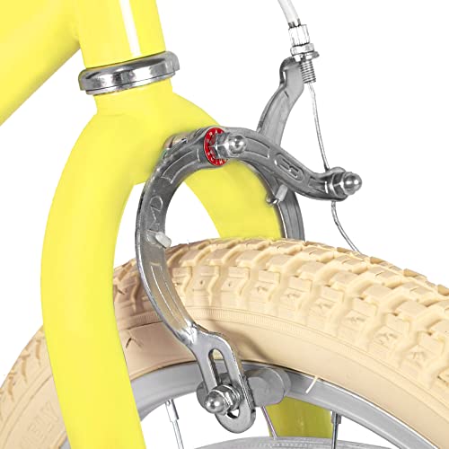 JOYSTAR 14 inch Kids Bike for Toddlers 3-5 Years (39"-47") Girls, Girls Bike with Training Wheels & Basket, Kids' Bicycle Yellow