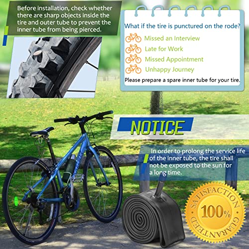 4 Pack 16"/ 20"/ 24"/ 26" Bike Tubes with 2 Tire Levers, Bicycle Inner Tube Schrader Valve Fit 1.75/1.95/2.10/2.125, Bike Inner Tube for Road/MTB/Kids Bike by Hydencamm