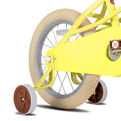 JOYSTAR 14 inch Kids Bike for Toddlers 3-5 Years (39"-47") Girls, Girls Bike with Training Wheels & Basket, Kids' Bicycle Yellow