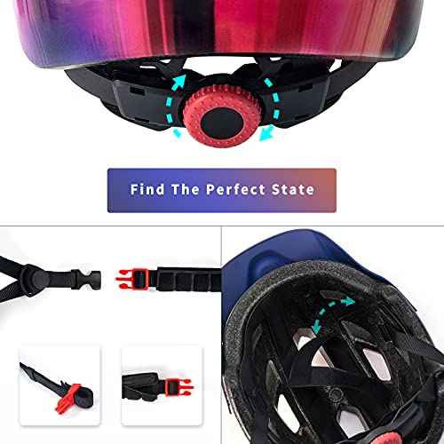 OnBros Kids Bike Helmet - Bike Helmet for 5-14 Boys or Girls with Visor, Children Bicycle Helmet for Skateboard Mountain Scooter Road Cycling, Lightweight and Adjustable 50-57CM (Rainbow1)
