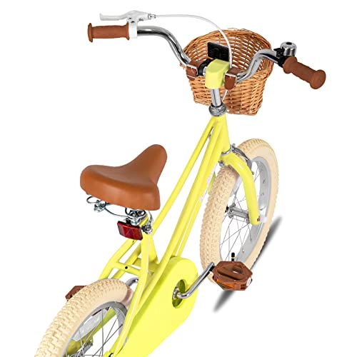JOYSTAR 14 inch Kids Bike for Toddlers 3-5 Years (39"-47") Girls, Girls Bike with Training Wheels & Basket, Kids' Bicycle Yellow