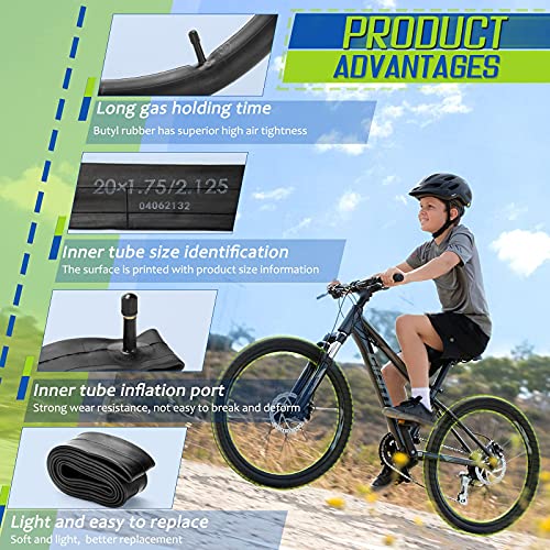 4 Pack 16"/ 20"/ 24"/ 26" Bike Tubes with 2 Tire Levers, Bicycle Inner Tube Schrader Valve Fit 1.75/1.95/2.10/2.125, Bike Inner Tube for Road/MTB/Kids Bike by Hydencamm