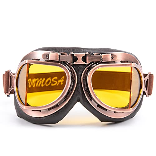 Evomosa Motorcycle Goggles Vintage Pilot Style Cruiser Scooter Goggle Outdoor Sand Goggles Bike Racer Cruiser Touring Eyewear for Half Helmet