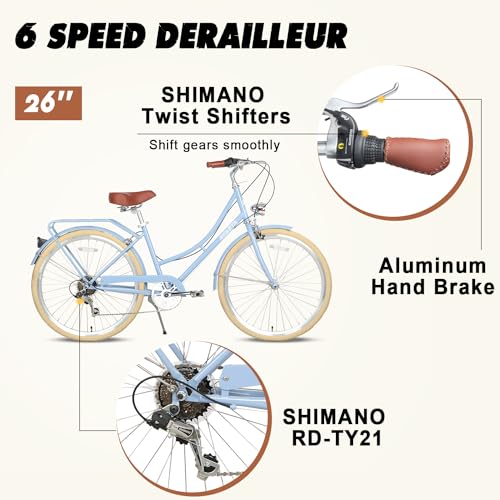 Women's 26" Hybrid Bicycle AVASTA - Blue/Beige