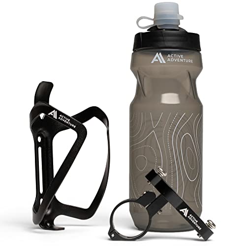 Map Black Bike Bottle Holder with Water Bottle