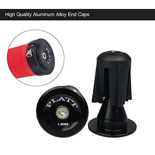 Platt Bicycle Handle Bar Grips Colorful Rubber Mushroom Grips for BMX/MTB Bikes (2 Pairs) (White+end caps)