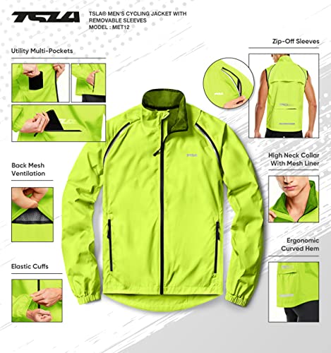 TSLA Men's Removable Sleeve Cycling Jacket