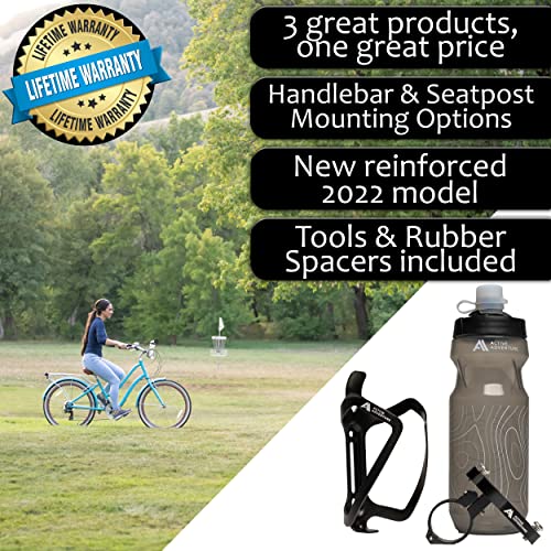 Map Black Bike Bottle Holder with Water Bottle
