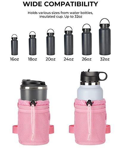 Pink Bike Cup Holder with Mesh Pockets