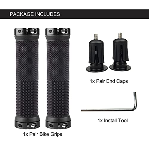 Platt Bicycle Handle Bar Grips Colorful Rubber Mushroom Grips for BMX/MTB Bikes (2 Pairs) (White+end caps)