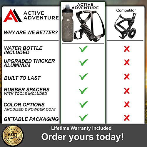 Map Black Bike Bottle Holder with Water Bottle