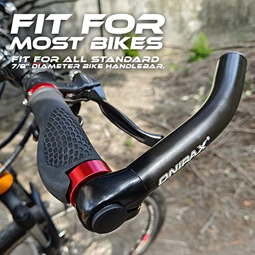 ONIPAX Bicycle Bar Ends Comfortable Ergonomic for MTB Bikes 7/8” Handlebar (1 Pair)