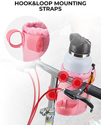Pink Bike Cup Holder with Mesh Pockets
