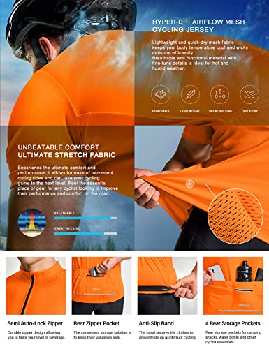TSLA Men's Quick Dry Cycling Jersey - Orange