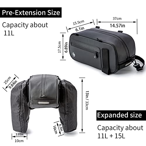 Bike Trunk Bag Bicycle 26L Storage Pannier Saddle Bag 3-in-1 Multifuction Rear Bike Cargo Rack Bags with Reflective Strips Waterproof Travel Accessories Expandable Luggage Trunk Bag For Cycling
