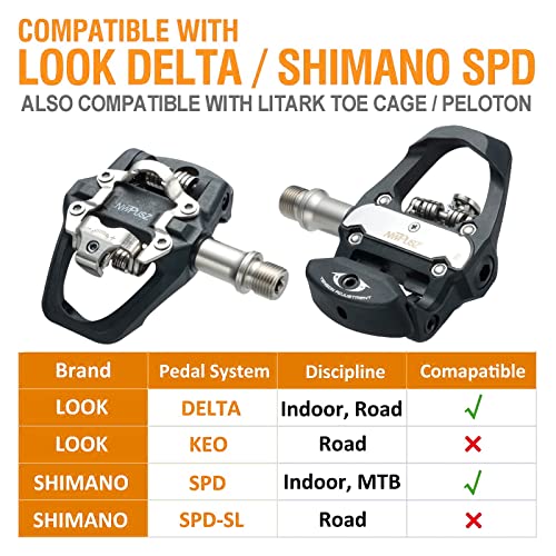 Litark SPD Spin Bike Pedals - Compatible with Look Delta & Shimano