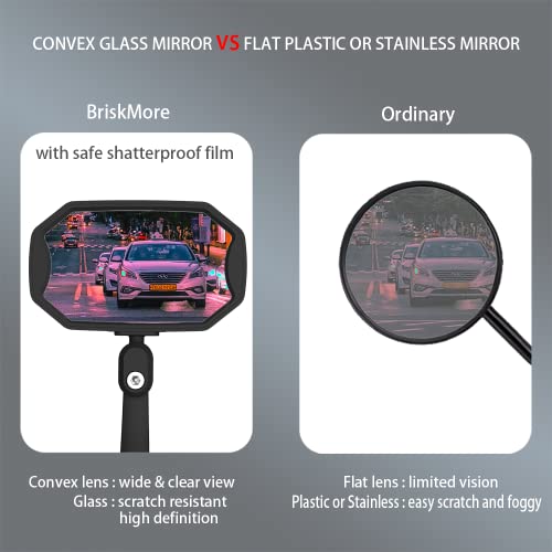 BriskMore Bar End Bike Mirrors - High-Definition Convex Glass
